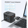 Uniwersalna ładowarka podróżna USB-C 2x USB-A PD 30W wtyczki USA EU UK AU czarna