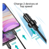 Ładowarka samochodowa USB-C USB-A PD 60W z podświetleniem LED czarna