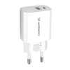 Ładowarka sieciowa 20W USB-A USB-C 100-240V biała