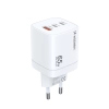 Ładowarka sieciowa GaN 65W 100-240V USB-A 2x USB-C biała