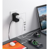Adapter ładowarka podróżna 70W EU / US / AUS / UK z wbudowanym kablem USB-C - czarny