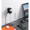 Adapter ładowarka podróżna 70W EU / US / AUS / UK z wbudowanym kablem USB-C - czarny