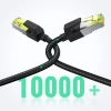 Kabel sieciowy patchcord w oplocie Ethernet RJ45 Cat 7 10Gbps 0.5m - czarny