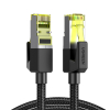 Kabel sieciowy patchcord w oplocie Ethernet RJ45 Cat 7 10Gbps 1m - czarny