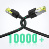 Kabel sieciowy patchcord w oplocie Ethernet RJ45 Cat 7 10Gbps 1m - czarny