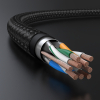 Kabel sieciowy patchcord w oplocie Ethernet RJ45 Cat 7 10Gbps 1m - czarny