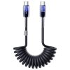 Kabel przewód spiralny USB-C - USB-C Crystal-Clear Series 60W 1.5m - czarny