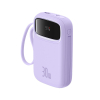 Power bank 10000mAh QPow 2 30W z wbudowanymi kablami USB-C - fioletowy