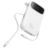 Power bank 10000mAh QPow 2 30W z wbudowanymi kablami USB-C - biały