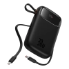 Power bank 10000mAh QPow 2 30W z wbudowanymi kablami USB-C - czarny