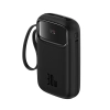 Power bank 10000mAh QPow 2 30W z wbudowanymi kablami USB-C - czarny