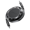 Kabel przewód USB-C - USB-C zwijany z organizerem 60W - czarny