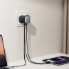 Ładowarka sieciowa GaN 65W USB-A USB-C z wbudowanym kablem USB-C - czarna