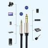 Kabel przewód audio TRS mini jack 3.5mm - jack 6.35mm 3m - szary