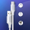 Kabel przewód w oplocie USB-A - USB-C QC 3.0 3A 1.5m - biały