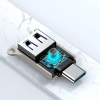 Adapter przejściówka USB-C (męski) - USB-A (żeński) z oczkiem na smycz - srebrny