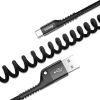 Kabel przewód spiralny Fish Eye USB-A - USB-C 2A 1m - czarny