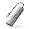 5w1 HUB Adapter USB-A 3.0 - RJ45 / 3x USB-A 3.0 / micro USB - szary