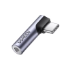 Przejściówka adapter kątowy audio USB-C (męski) - minijack 3.5mm (żeński) - szary