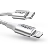 Kabel przewód USB-C - iPhone Lightning MFi 1m - srebrny