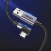 Kabel przewód kątowy USB-A - USB-C 3A 3m - szary