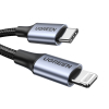 Kabel przewód do iPhone Lightning - USB-C 2.0 MFi 1m - szary