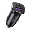 Ładowarka samochodowa USB-C USB-A 30W - czarna