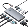 13w1 HUB adapter PortalJoy Series USB-C HDMI DP VGA USB-A PD RJ45 SD TF AUX - szary