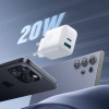 Ładowarka sieciowa USB-C USB-A 20W PD QC 3.0 - biała