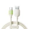 Kabel przewód USB-A - USB-C z fluorescencyjną końcówką 1.2m - beżowy