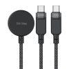 3w1 Kabel przewód USB-C - 2x USB-C / ładowarka Apple Watch Qi 480Mb/s 100W 1.2m - czarny