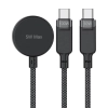 3w1 Kabel przewód USB-C - 2x USB-C / ładowarka Apple Watch Qi 480Mb/s 100W 1.2m - czarny