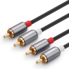 Kabel przewód audio 2RCA (męski) - 2RCA (męski) 2m - szary