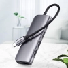 6w1 HUB adapter USB-C - HDMI USB-A USB-C PD czytnik SD TF - szary