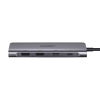 6w1 HUB adapter USB-C - HDMI USB-A USB-C PD czytnik SD TF - szary