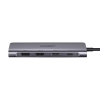 6w1 HUB adapter USB-C - HDMI USB-A USB-C PD czytnik SD TF - szary