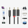 Kabel przewód audio 3.5 mm mini jack (męski) - 2RCA (męski) 1m - szary