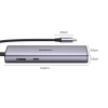 HUB Adapter USB-C - USB-A / HDMI / RJ45 / czytnik kart SD i TF / USB-C PD 100W - szary