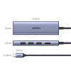 6w1 HUB Adapter USB-C - HDMI / USB-A / czytnik kart SD TF - szary