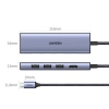 6w1 HUB Adapter USB-C - HDMI / USB-A / czytnik kart SD TF - szary