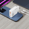 Ładowarka sieciowa GaN 30W USB-A - USB-C z kablem USB-C - biała