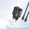 Szybka ładowarka sieciowa 25W USB-A USB-C - czarna