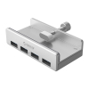 Hub rozdzielacz MH4PU na zacisk do biurka monitora 4x USB-A - srebrny