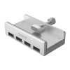 Hub rozdzielacz MH4PU na zacisk do biurka monitora 4x USB-A - srebrny
