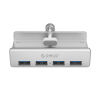 Hub rozdzielacz MH4PU na zacisk do biurka monitora 4x USB-A - srebrny