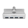 Hub rozdzielacz MH4PU na zacisk do biurka monitora 4x USB-A - srebrny