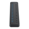 Hub CT2U3-13AB z włącznikami 13x USB-A - czarny
