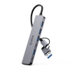 Hub YSA7-U3 stacja dokująca USB-A / USB-C na USB-A USB-C - szary