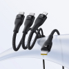 3w1 Kabel przewód Flash Series 3 100W USB-C - 2x USB-C iPhone Lightning 1.5m - czarny