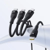 3w1 Kabel przewód Flash Series 3 100W USB-C - 2x USB-C iPhone Lightning 1.5m - czarny